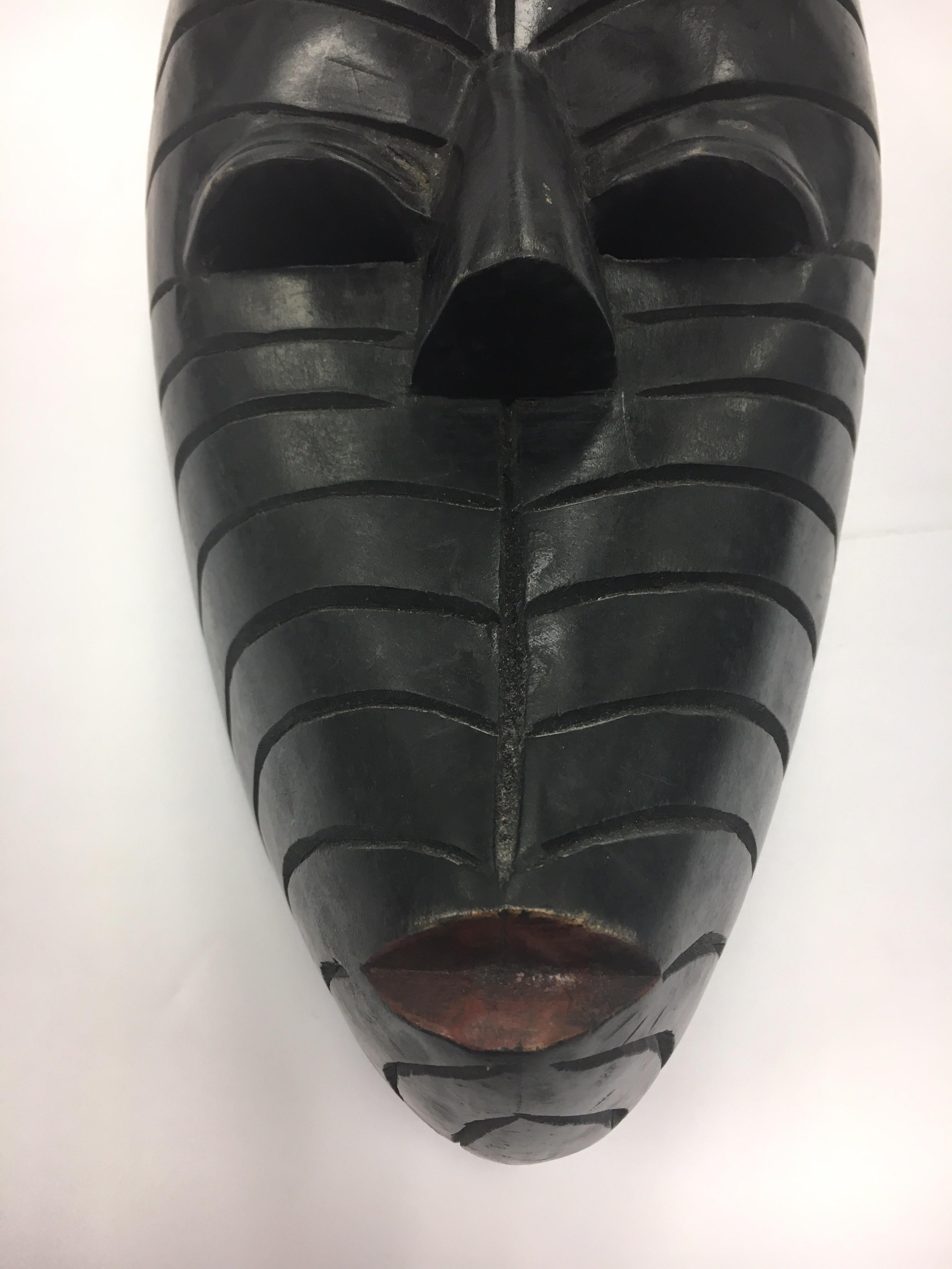 Ghanaian Decorative African Mid-Century Modernist Carved Tribal Mask Sculpture from Ghana