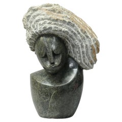 Decorative African Stone Sculpture, Abstract Female Bust, Signed Zimbabwe Status Decorative African Stone Sculpture, Abstract Female Bust, Signed Zimbabwe Status