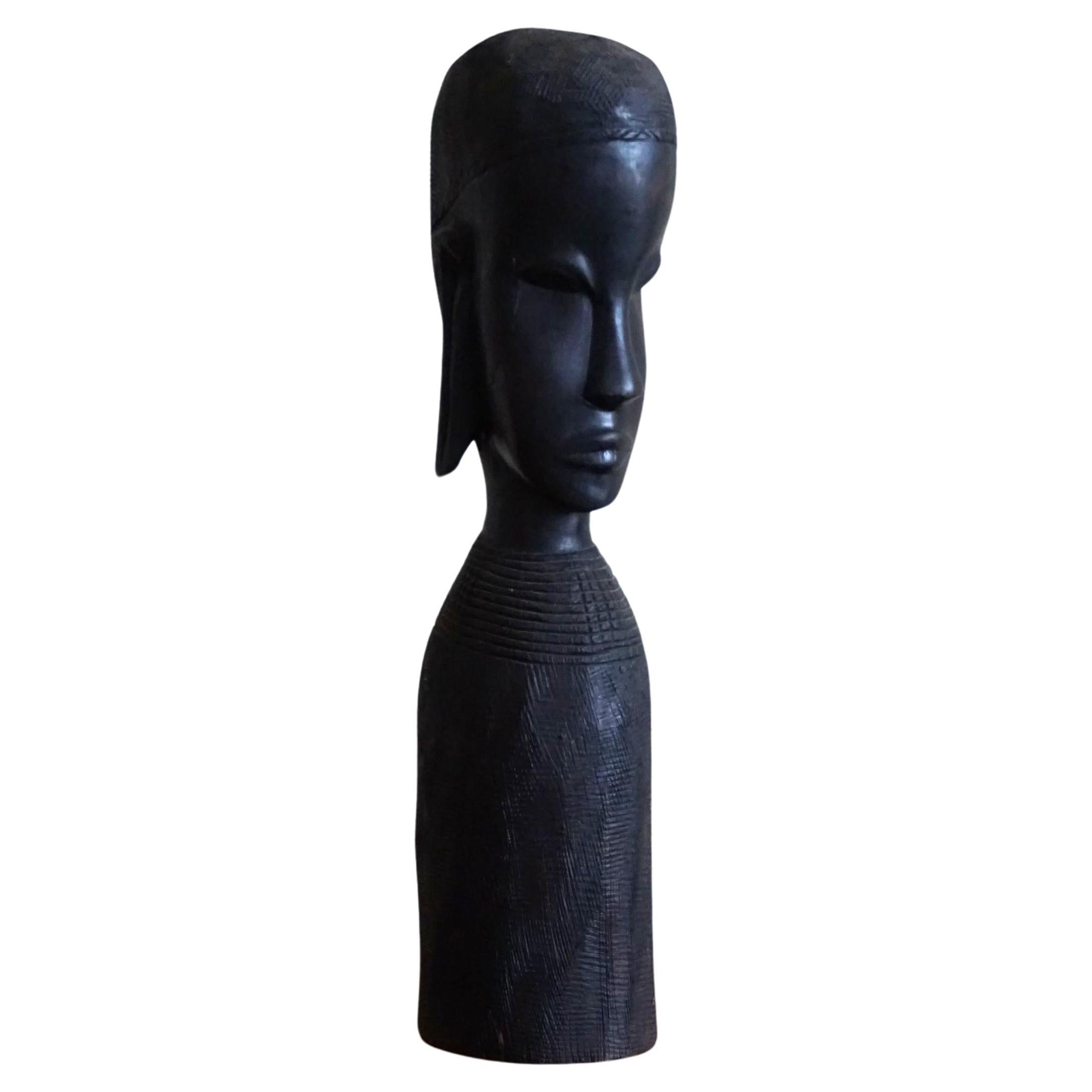 Decorative African Wooden Sculpture,  Mid Century, Handcrafted in the 1940-50s For Sale