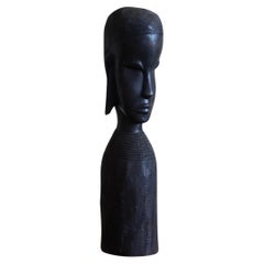 Vintage Decorative African Wooden Sculpture,  Mid Century, Handcrafted in the 1940-50s