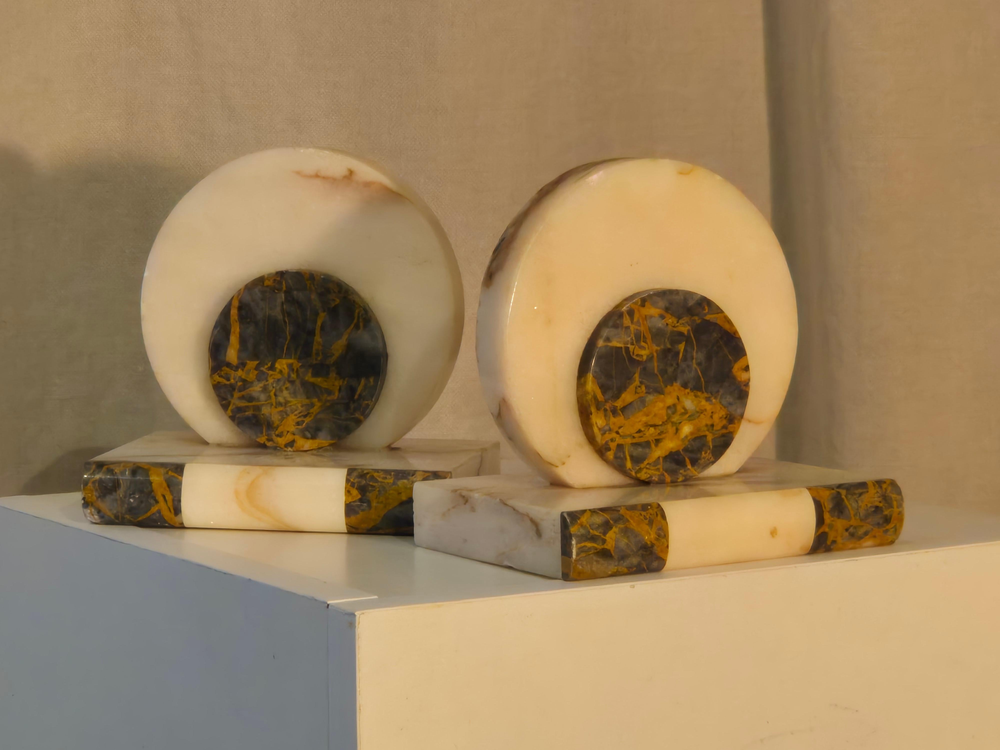 Alabaster Decorative alabaster bookends, Italian Art Deco