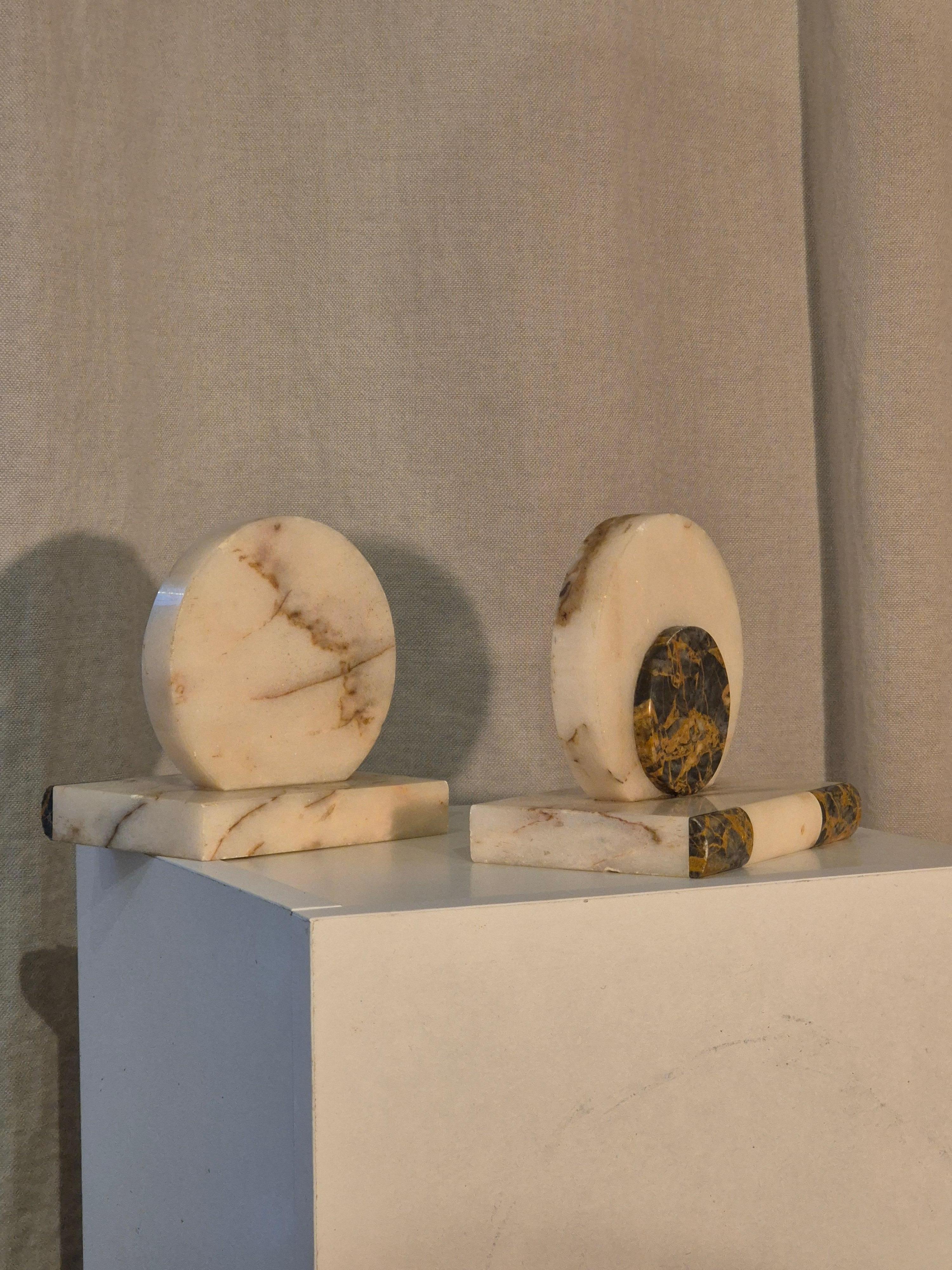 Decorative alabaster bookends, Italian Art Deco 3