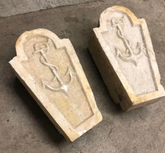 Decorative Anchor Tombstones - a pair