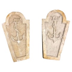 Antique Decorative Anchor Tombstones - a pair