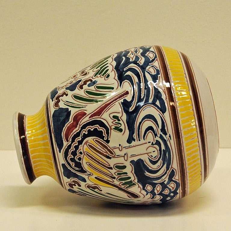 Decorative and Colorful Ceramic Vase by Kåre Berven Fjeldsaa, Norway at
