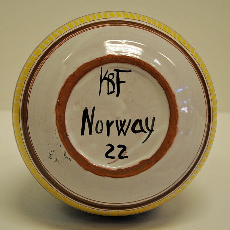 Scandinavian Modern Decorative and Colorful Ceramic Vase by Kåre Berven Fjeldsaa, Norway