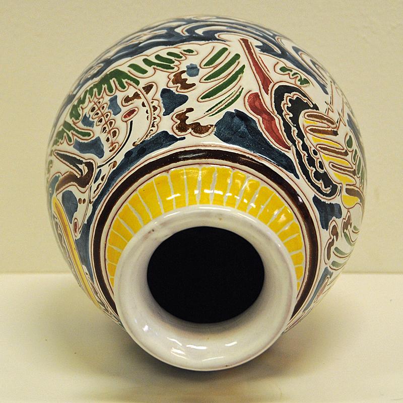 Norwegian Decorative and Colorful Ceramic Vase by Kåre Berven Fjeldsaa, Norway