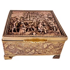 Decorative and Jewelry Box in Metal, Silver Color and Gold France 20th Century
