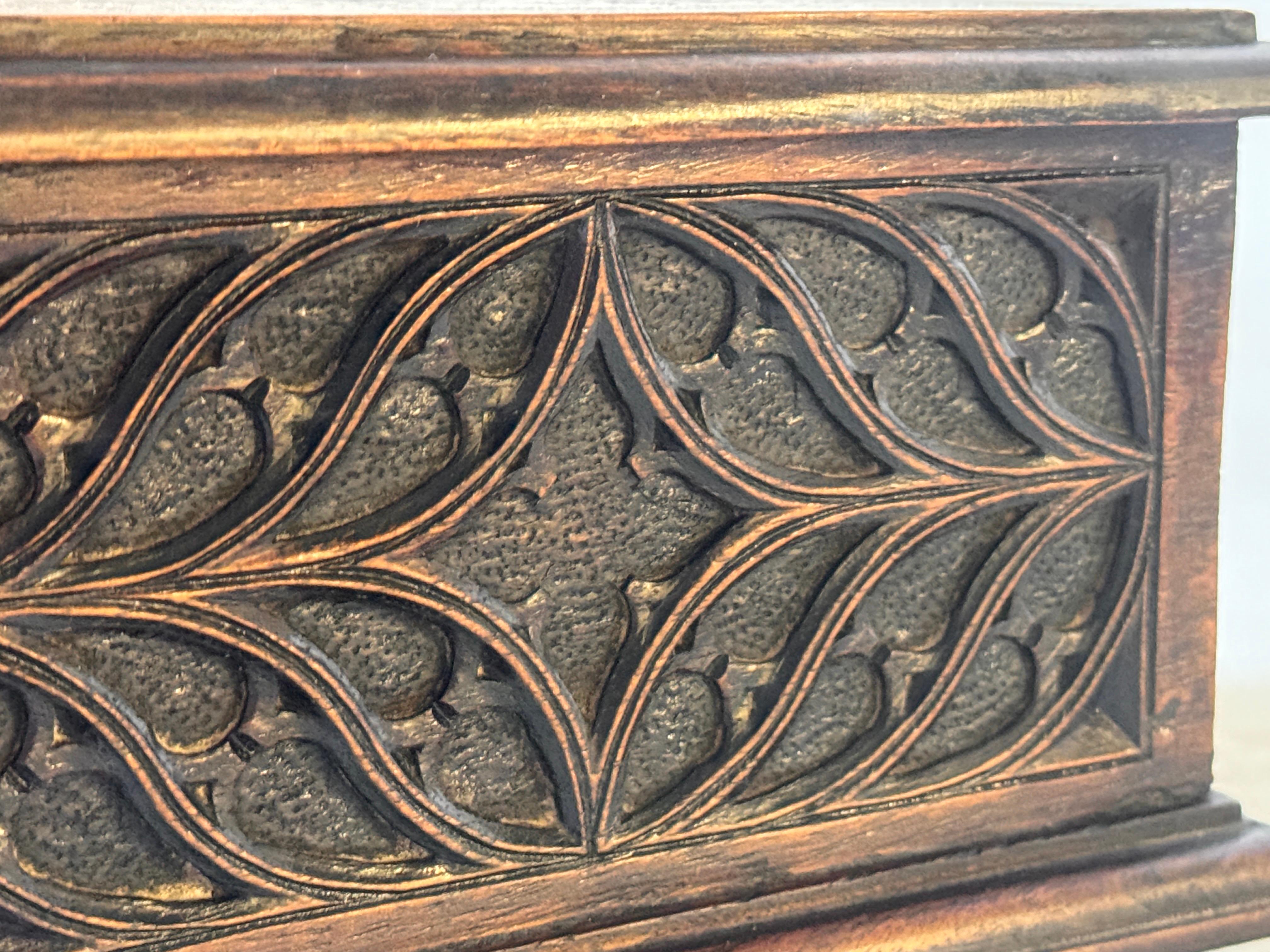 Decorative and Jewelry Box in Wood with  Geometrical Gothic Patterns France 1940 For Sale 1