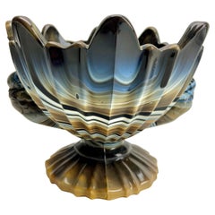 Ciotola decorata e ornata in stile art déco con manici di uccelli Steklarna Hrastnik