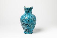 Decorative and Precious Midcentury Ceramic Blue Vase, Dated 1965