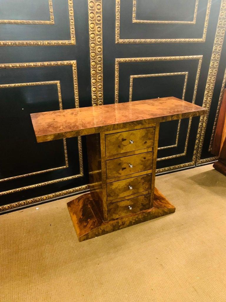 Veneer Decorative and Rare Chest of Drawers or Console in Art Deco Style
