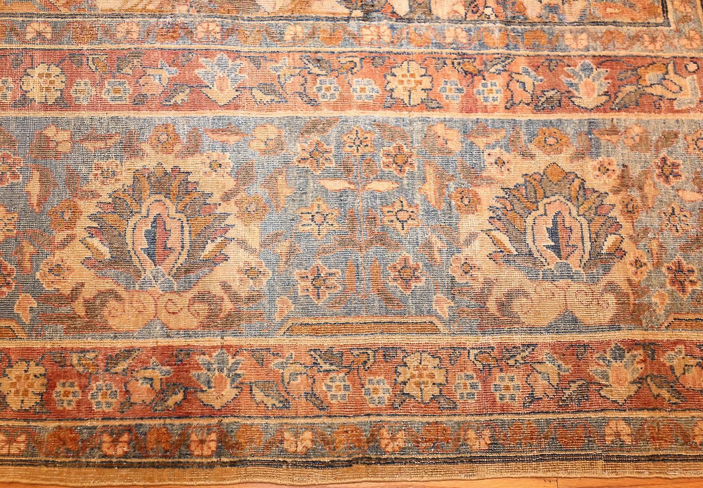Hand-Knotted Decorative and Rare Square Size Persian Antique Tabriz Rug. Size: 14' x 14' 6
