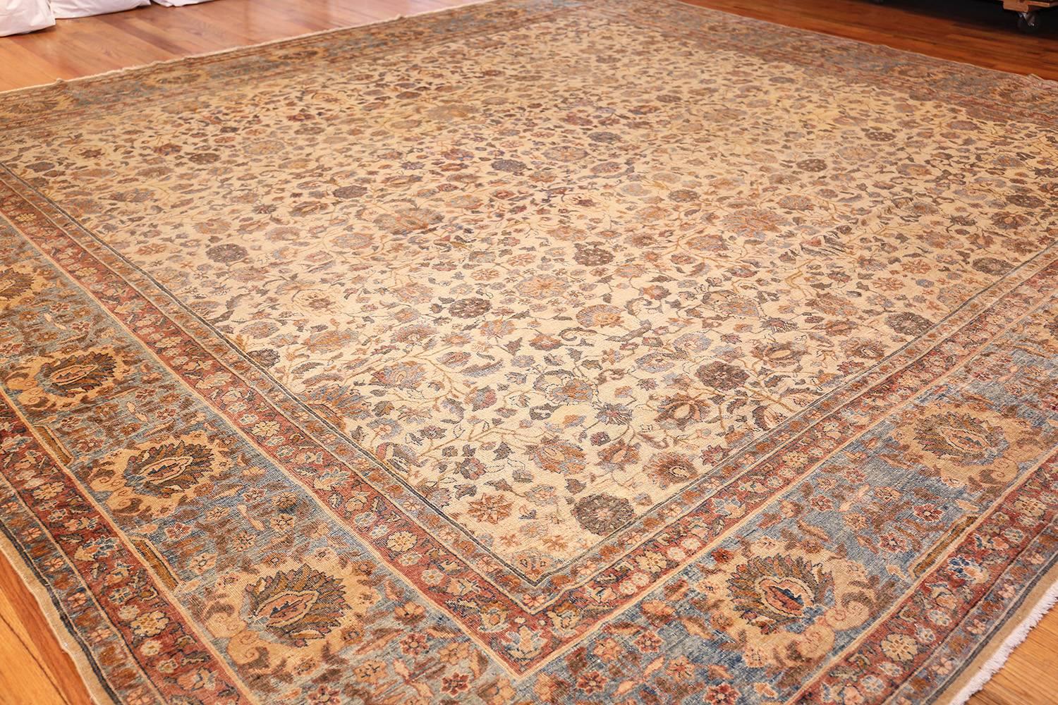 Decorative and Rare Square Size Persian Antique Tabriz Rug. Size: 14' x 14' 6