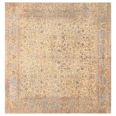 Decorative and Rare Square Size Persian Antique Tabriz Rug. Size: 14' x 14' 6"