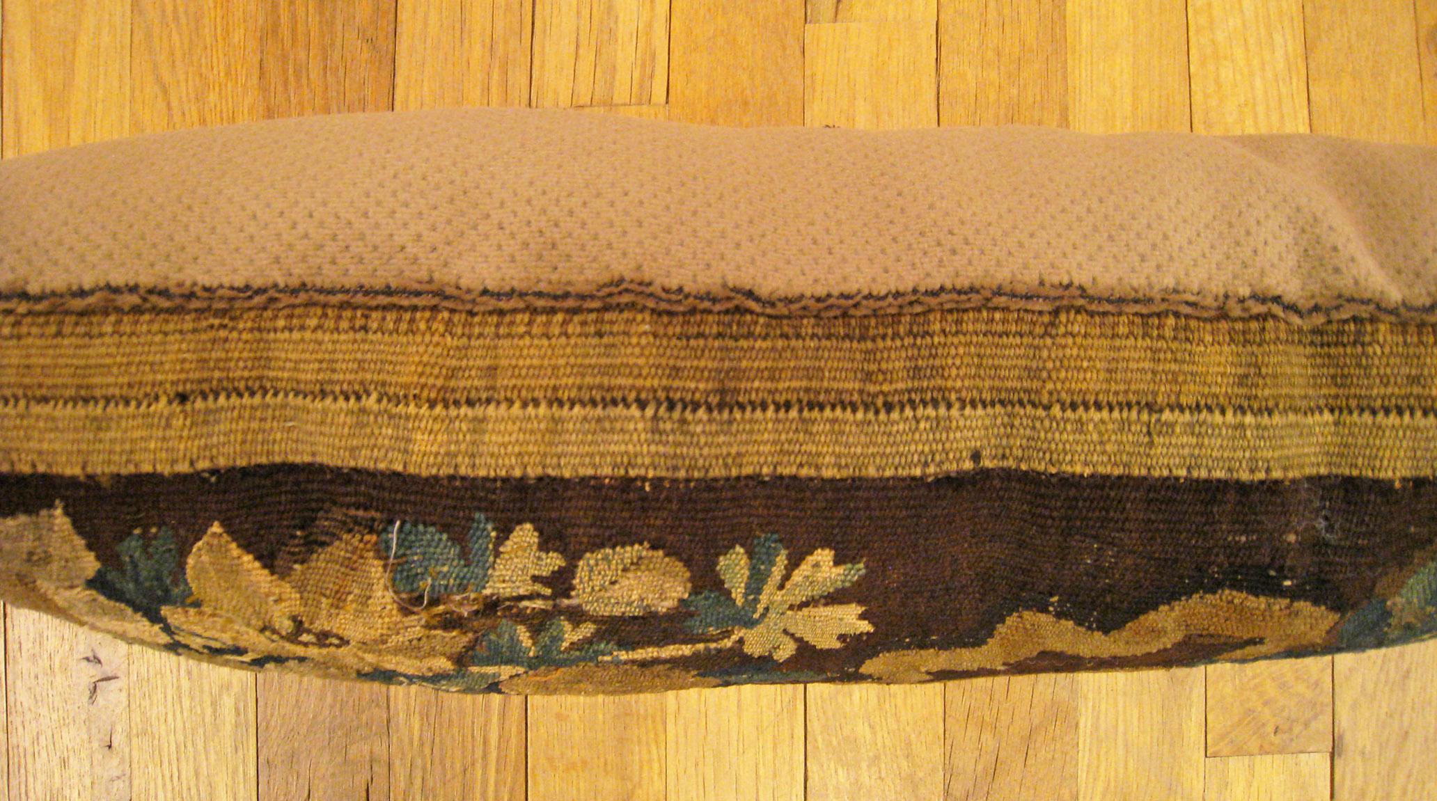 Decorative Antique 18th Century Tapestry Pillow with Floral Elements Allover In Good Condition For Sale In New York, NY