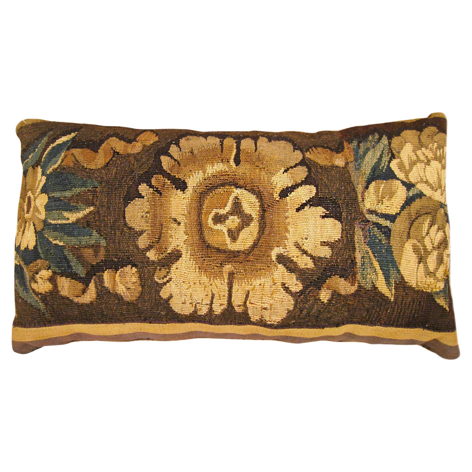 18th Century Aubusson Tapestry Decorative Lumbar Pillow at 1stDibs