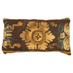 Decorative Antique 18th Century Tapestry Pillow with Floral Elements Allover