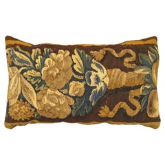 Decorative Antique 18th Century Tapestry Pillow with Floral Elements Allover