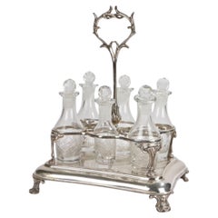 Juego decorativo antiguo de 6 botellas c.1880