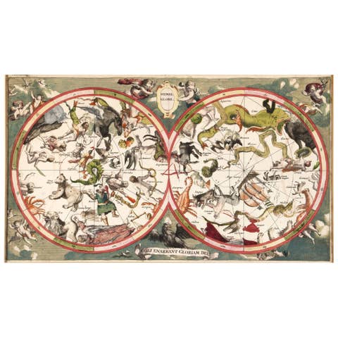 Decorative Antique Celestial Map – Zodiac, Stars & Hemel Globe, 1720