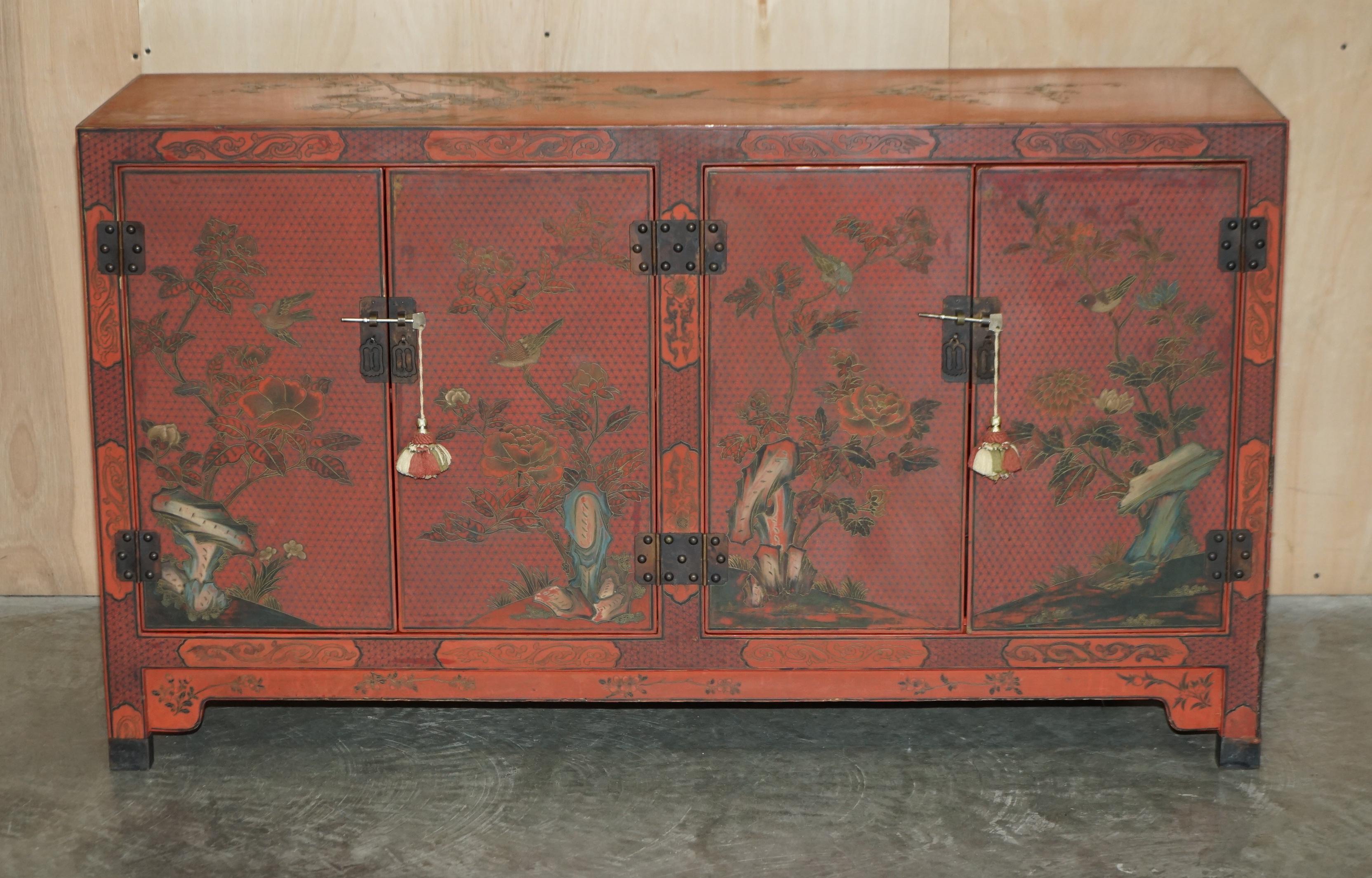 We are delighted to offer for sale this very nicely made, Chinese Chinoiserie floral painted and lacquered sideboard cupboard

This is a very good-looking and decorative piece, it offers a great deal of cupboard storage and sits well in any