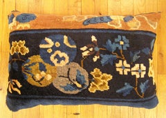 Decorative Antique Chinese Pillow Rug with Floral Elements