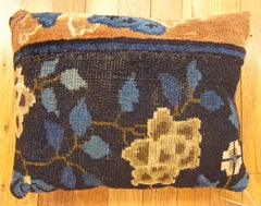 Decorative Antique Chinese Rug Pillow with Floral Elements