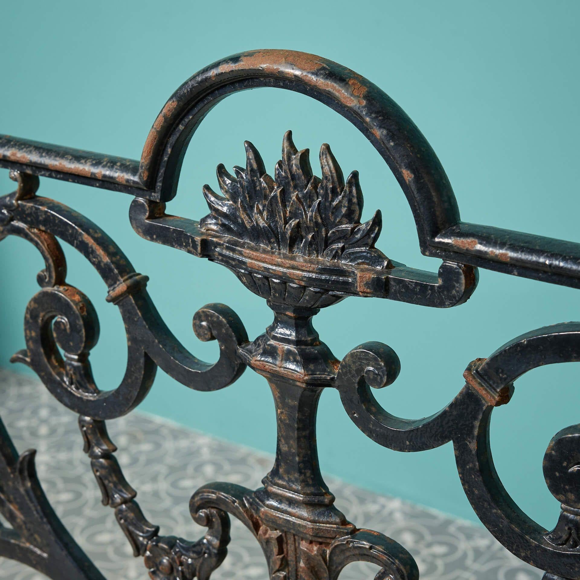 Victorian Decorative Antique English Cast Iron Railing Panel For Sale