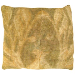 Decorative Antique European Savonnerie Carpet Pillow with Floral Design