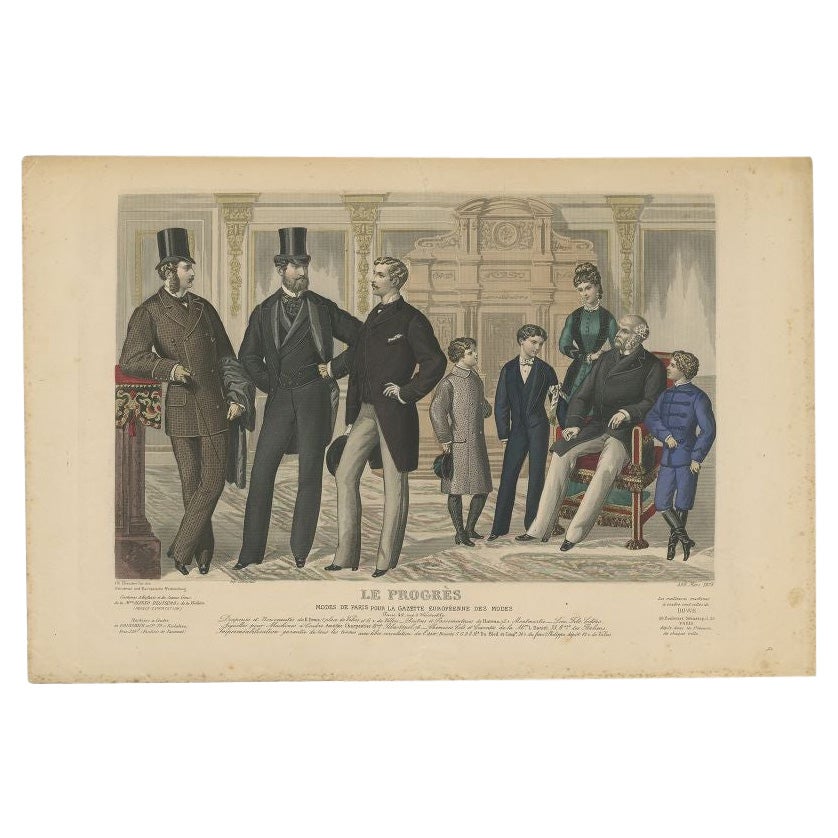 Imprimé de mode décoratif ancien, 1878