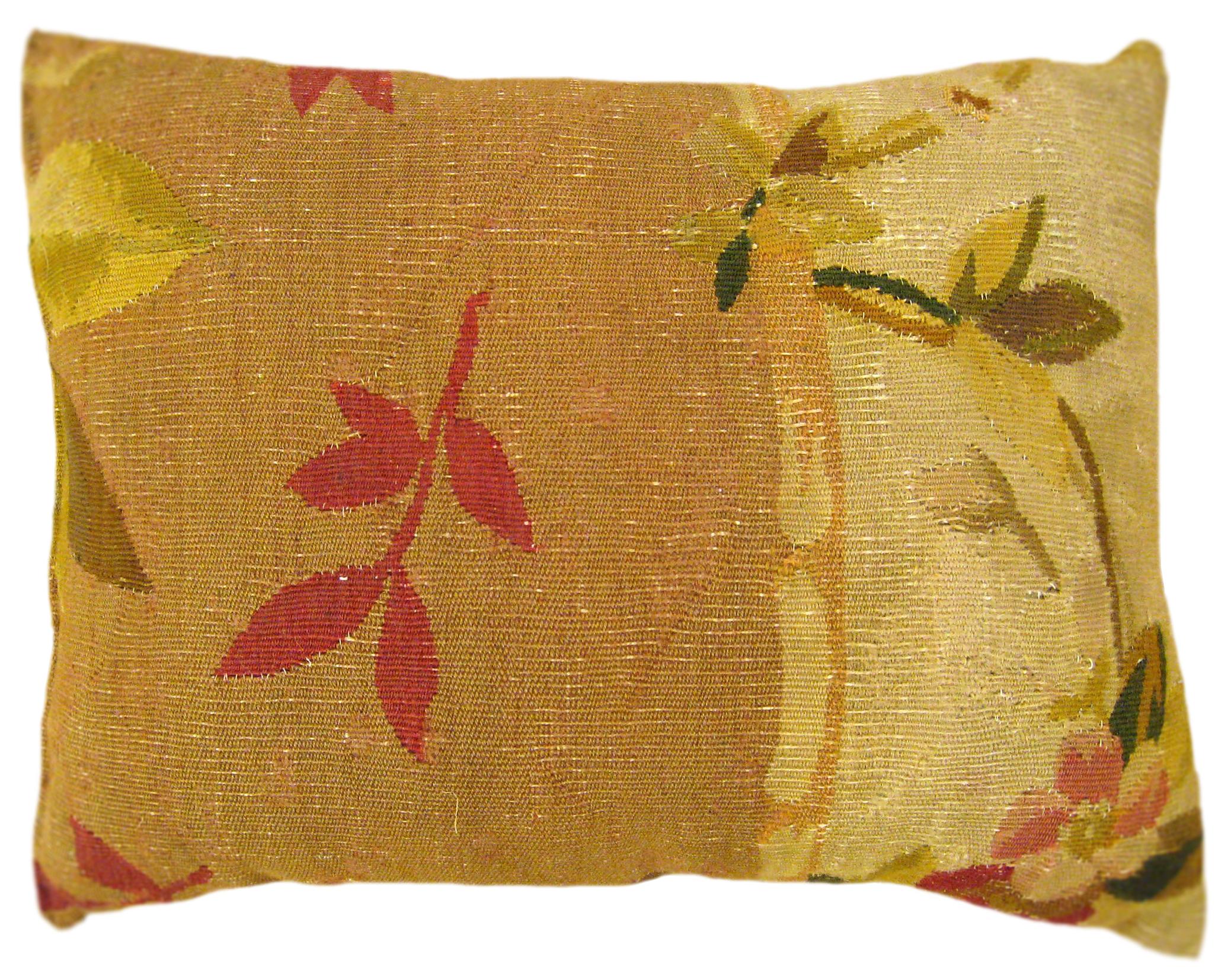 Decorative Antique French Aubusson Carpet Pillows 3