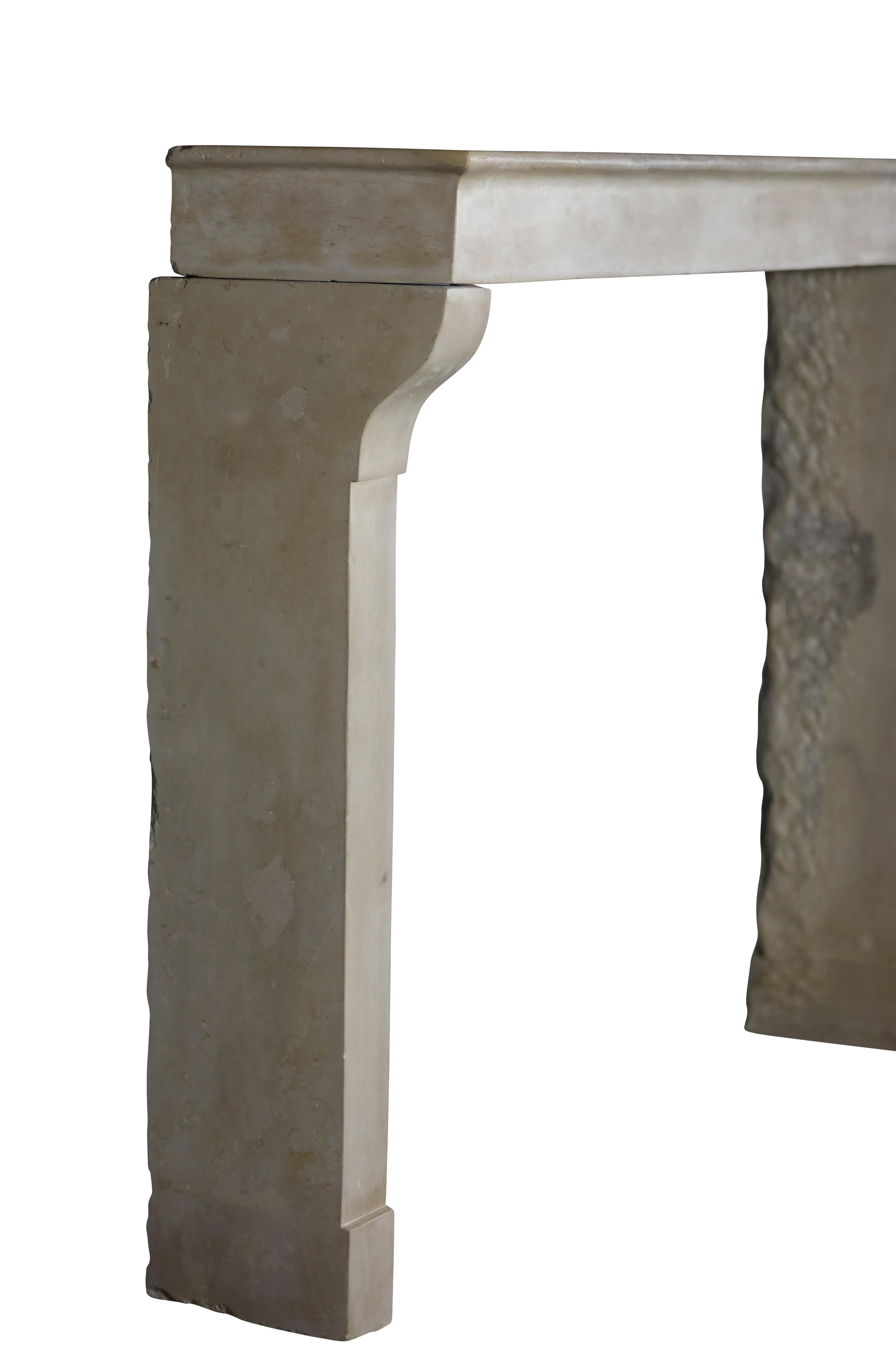 Decorative Antique French Fireplace in Timeless Beige Limestone For Sale 6
