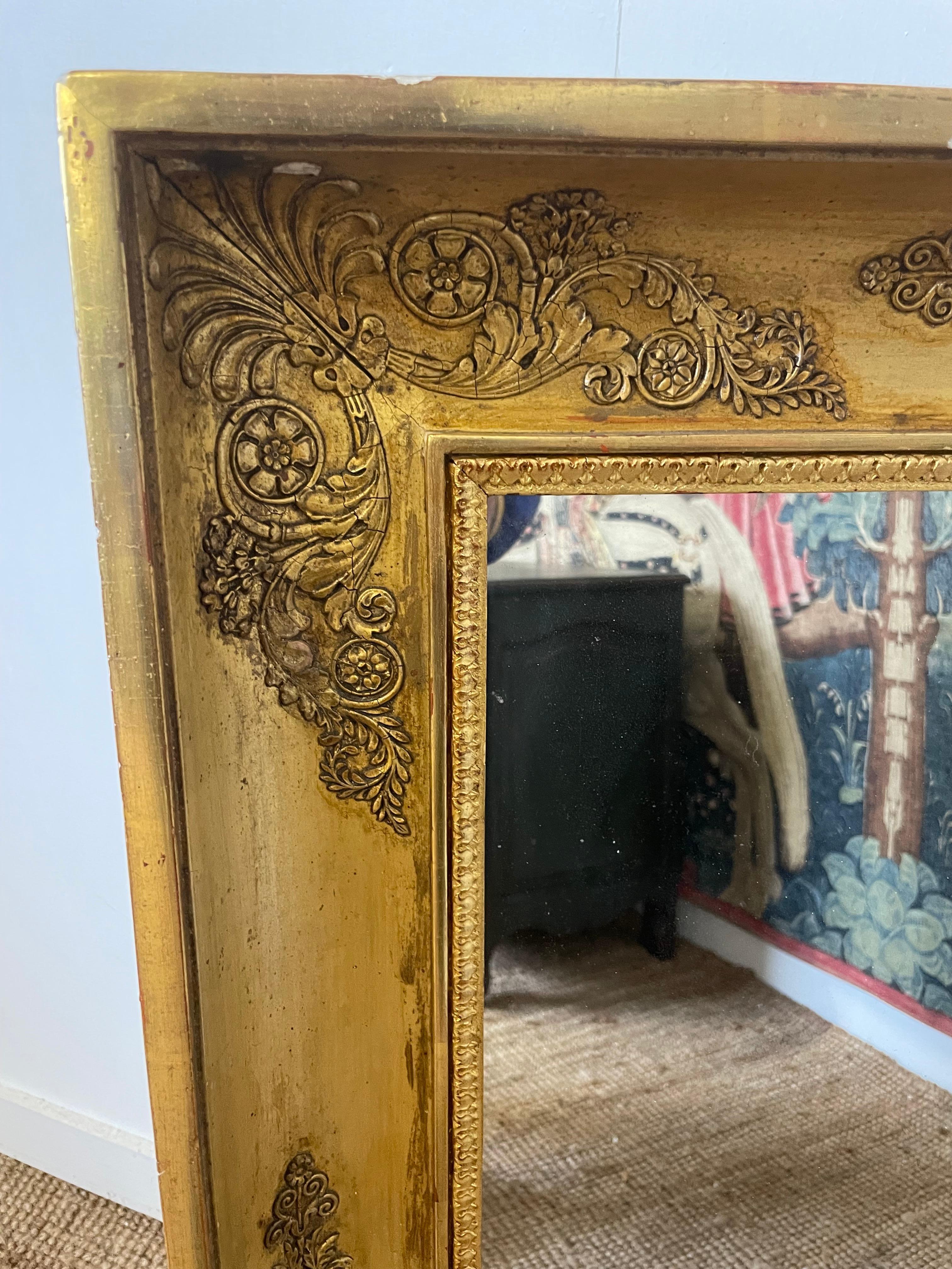Decorative antique French mirror in the Empire style  In Good Condition For Sale In Budleigh Salterton, GB