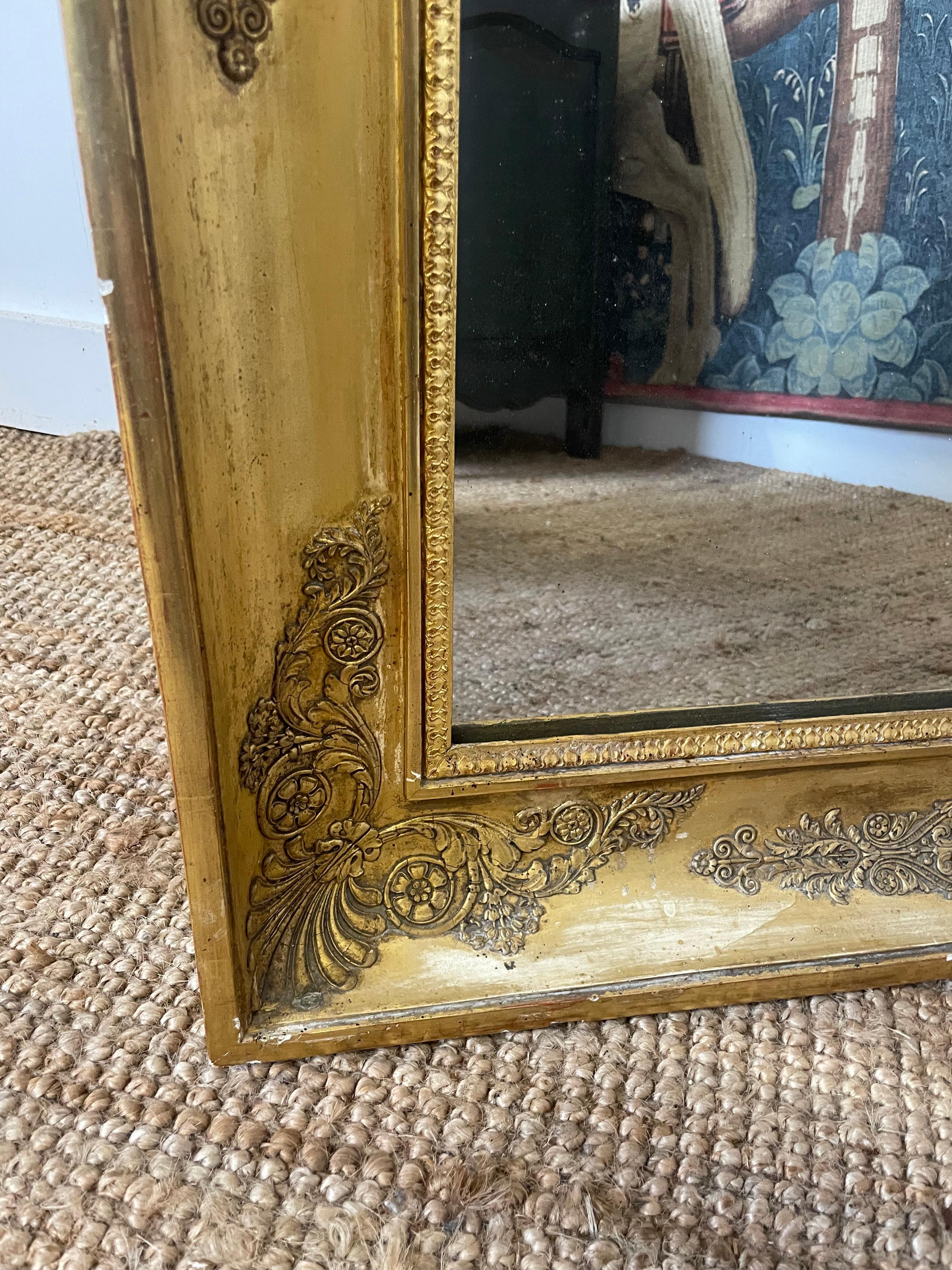 Giltwood Decorative antique French mirror in the Empire style  For Sale