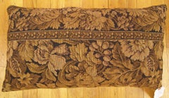 Decorative Antique French Tapestry Pillow with Floral Elements Allover