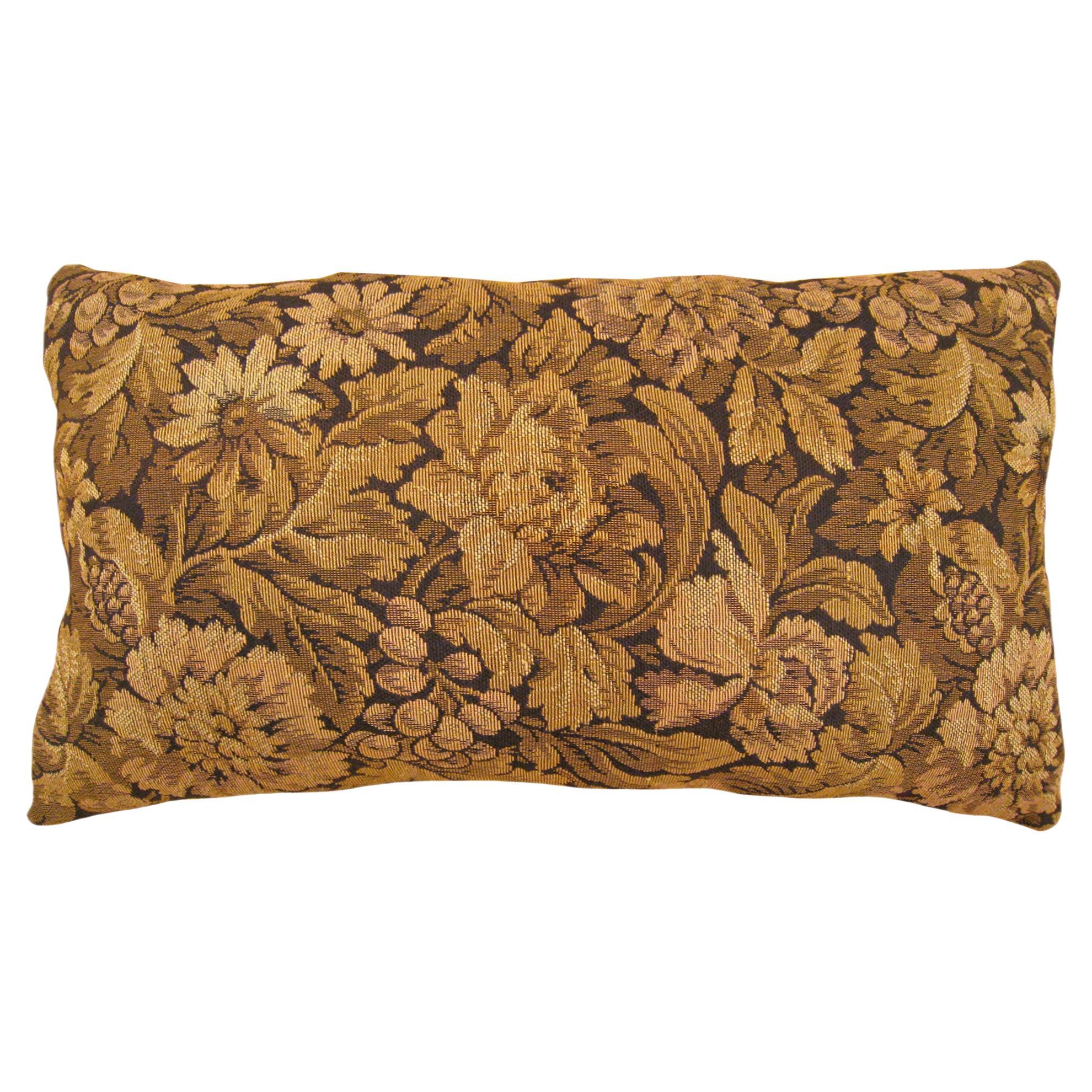 Decorative Antique French Tapestry Pillow with Floral Elements Allover For Sale