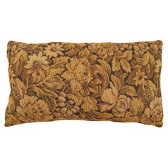 Decorative Antique French Tapestry Pillow with Floral Elements Allover