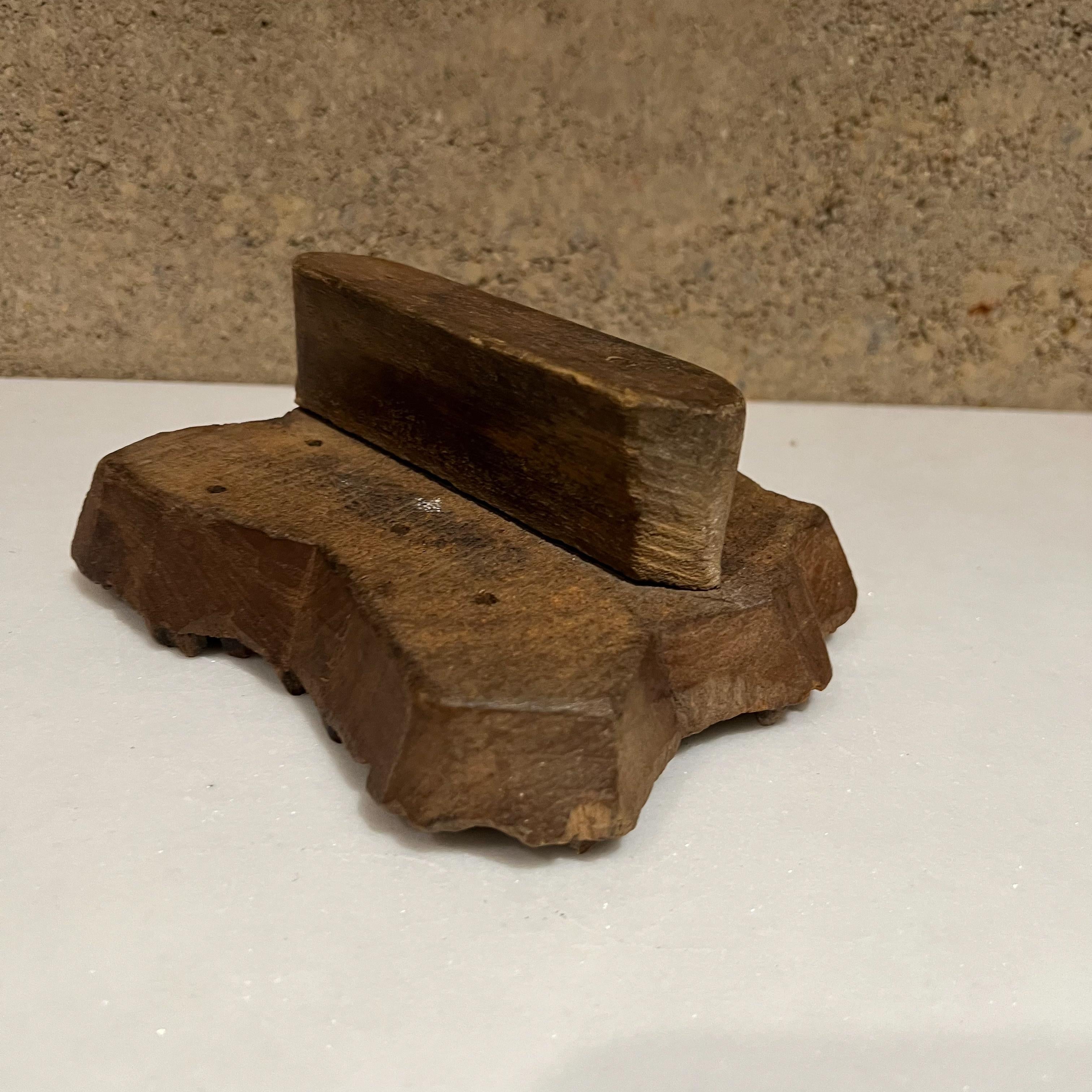 Decorative Antique Hand Carved Solid Wood Printing Block Vintage Stamp Tool In Good Condition In Chula Vista, CA