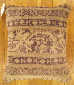 Decorative Antique Indian Agra Carpet Pillow with Geometric Abstracts