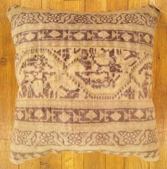 Decorative Antique Indian Agra Carpet Pillow with Geometric Abstracts