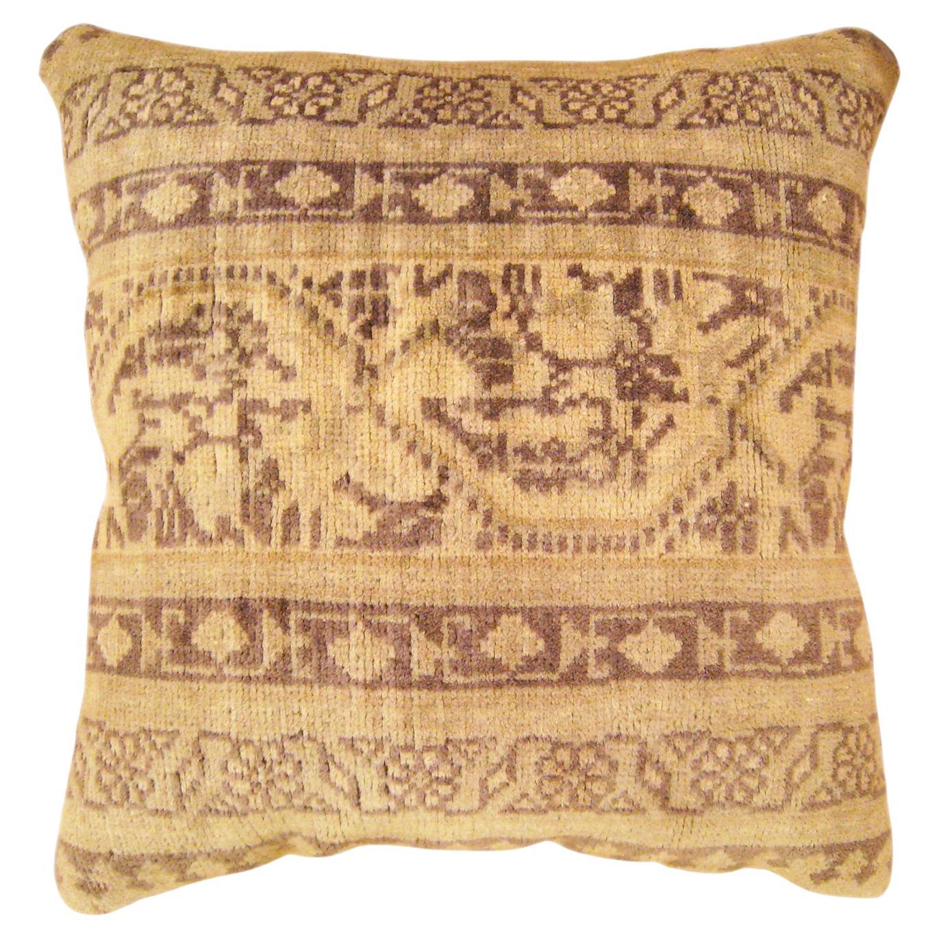 Decorative Antique Indian Agra Carpet Pillow with Geometric Abstracts