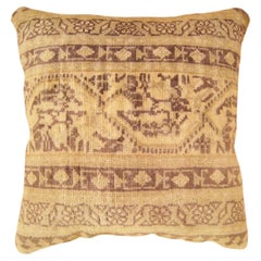 Decorative Antique Indian Agra Carpet Pillow with Geometric Abstracts