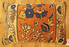 Decorative Antique Indian Agra Rug Pillow with Floral Elements Allover