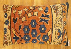 Decorative Antique Indian Agra Rug Pillow with Floral Elements Allover