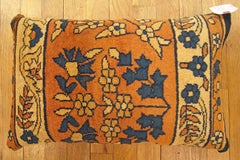 Decorative Antique Indian Agra Rug Pillow with Floral Elements Allover
