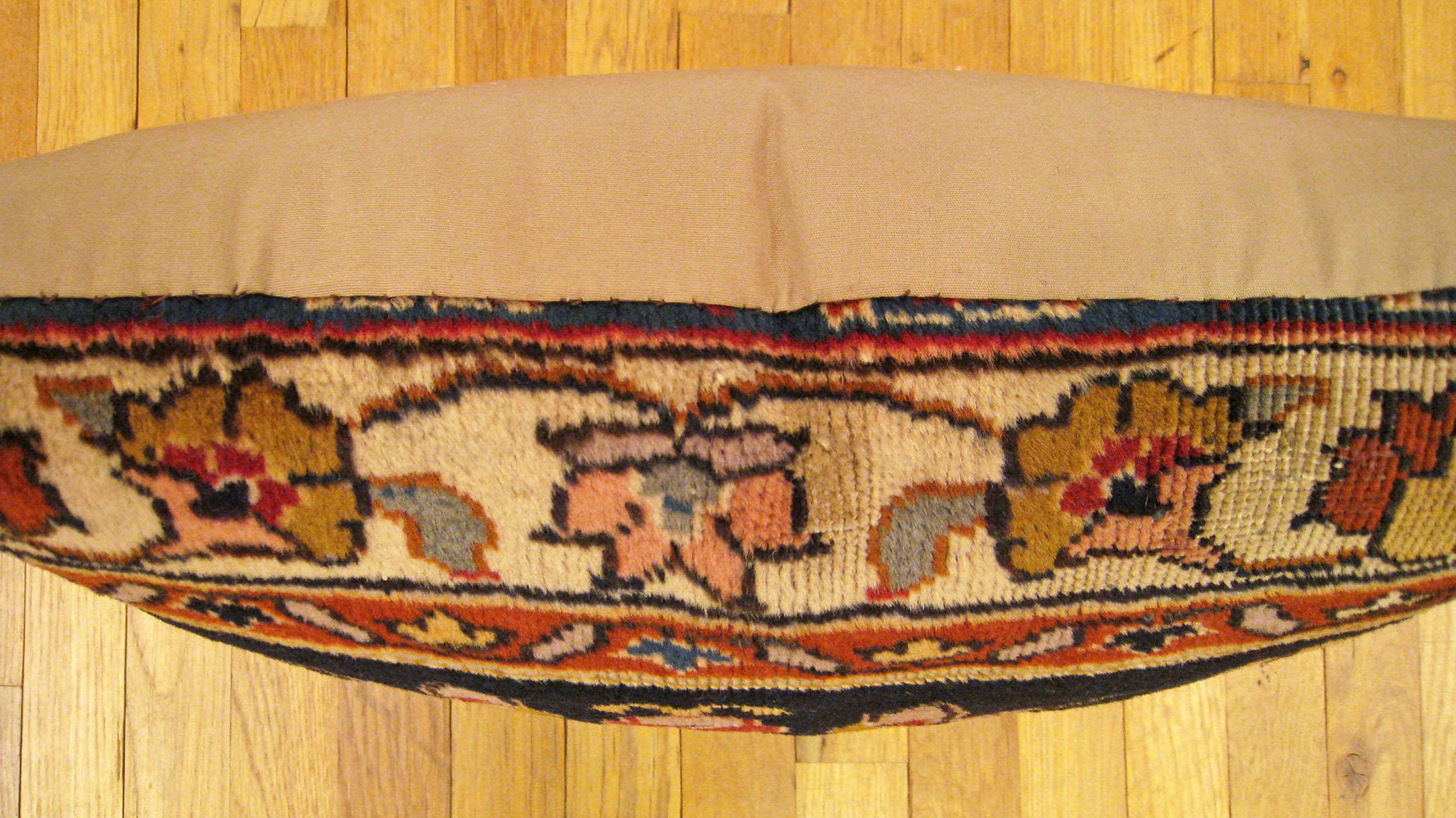Decorative Antique Indian Agra Rug Pillow with Floral Elements Allover In Good Condition For Sale In New York, NY