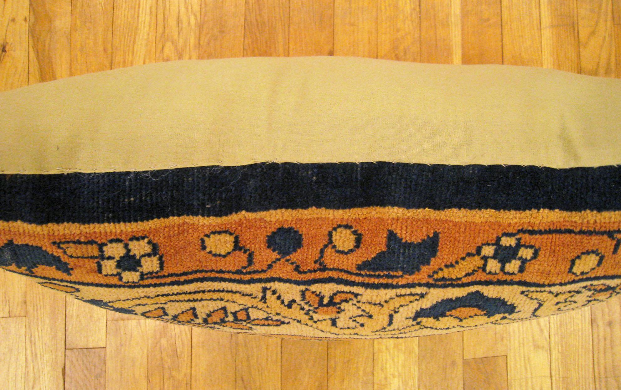 Decorative Antique Indian Agra Rug Pillow with Floral Elements Allover In Good Condition For Sale In New York, NY