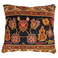 Decorative Antique Indian Agra Rug Pillow with Floral Elements Allover