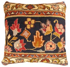  Decorative Antique Indian Agra Rug Pillow with Floral Elements Allover